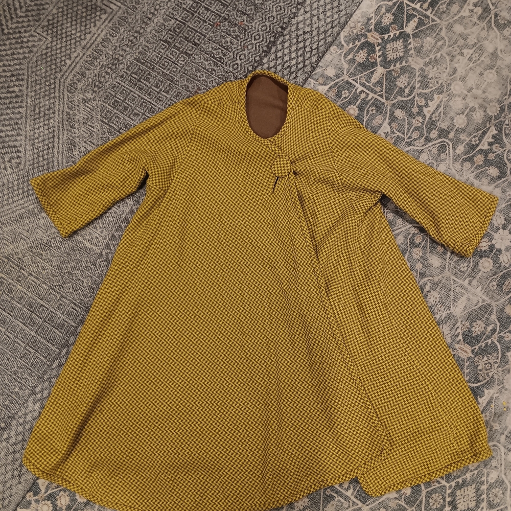 VintagrYellow Houndstooth A-Line Coat